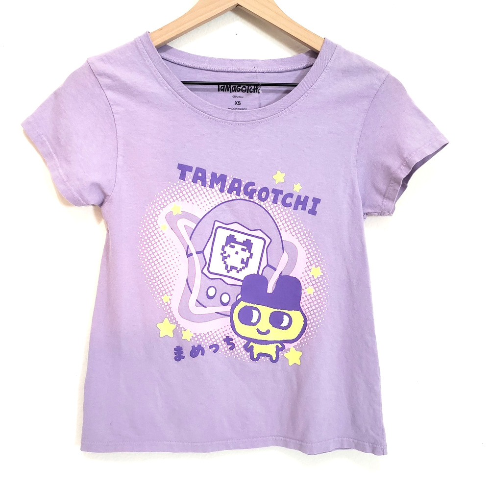 Tamagotchi UT Purple Juniors T-Shirt Size XS Mametchi Graphic Short Sleeve RARE